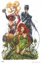Jamie Tyndall SIGNED DC Comic Batman Art Print Harley Quinn Catwoman Poison Ivy - £23.34 GBP