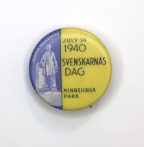 Svenskarnas Dag July 14 1940 Minnehaha Park Pin Button Vintage Collectib... - £19.65 GBP