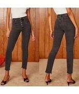 DENIM FORUM Aritzia High Rise Yoko Jeans Faded Black Button Fly - Size 28 - $837.00 MXN