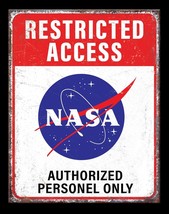 Nasa Space Logo Restricted Access Shuttle Astronaut Garage Wall Decor Metal Sign - £12.73 GBP