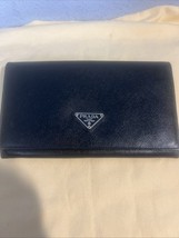 Prada Saffiano leather Continental Wallet Triangle Logo Black - $169.99