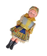 Vintage Lidova Tvorba Czechoslovakia Folk Art Costume 12&quot; Plastic Doll C... - $29.03