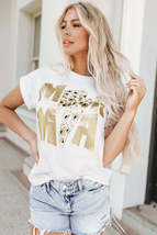 White Glitter MAMA Leopard Lightning Graphic Tee - £14.45 GBP+