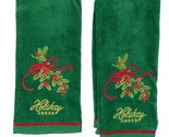Lenox Holiday Cheer Holly and Ivy Ribbon Embroidered Hand Towels, Set of 2 - £26.64 GBP