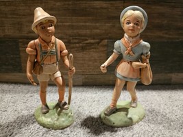 Vintage Holland Mold Ceramic Hand Painted Boy and Girl with Geese 7&quot; Figure Set! - £15.86 GBP