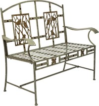 Alpine Corporation 45&quot; X 22&quot; Outdoor 2 Person Metal Garden Bench With Bird - $187.95