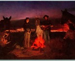 Pleasure Ride at Sunset Cowboys Western Scene UNP Unused Chrome Postcard... - $6.88