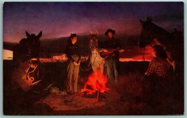 Pleasure Ride at Sunset Cowboys Western Scene UNP Unused Chrome Postcard... - £5.41 GBP