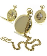 Mechanical Pocket Watch Skeleton GOLD Heavy Solid Brass Polish 2 Inch Bi... - $38.28 CAD