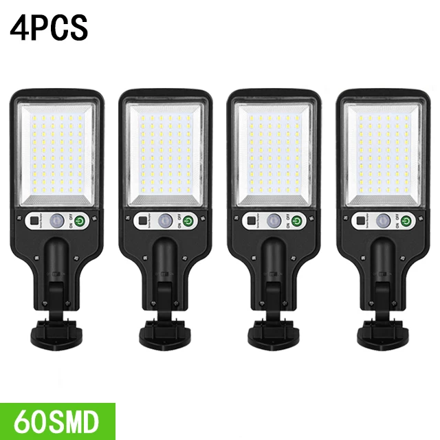 4Pcs Outdoor Solar Street Lights Waterproof Motion Sensor LED Wall Lamp 3 Lighti - £142.94 GBP