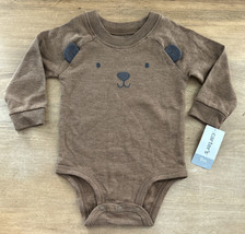 Carter's Infant 9M Brown Long Sleeve Bodysuit Baby Bear Face Cotton Blend NEW - $15.40