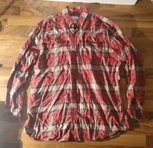 Carhartt Mens Button Up Thick Flannel Shirt Sz XL Tall Plaid Long Sleeve... - $32.66