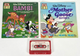 Disney-Bambi, Mother Goose Rhymes-Book &amp; Cassette-See Hear Read-Mickey M... - $10.12