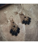 Teardrop Dangle Vintage Earrings Women Jewelry Costume Gold Tone Black G... - £11.20 GBP