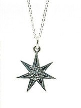 Elven Star Necklace Pendant Faery Magic 925 Silver 18&quot; Pagan Wiccan Heptagram - £24.84 GBP