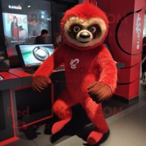 Red Sloth mascot costume character dressed with a Running Shorts and Wraps - £984.97 GBP