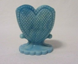 Boyd Glass Beaded Heart Capri Blue Toothpick Holder B In Diamond Uranium - £14.06 GBP