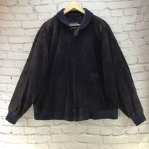 Norm Thompson Bomber Jacket Sz XL Navy Blue And Black Suede Vintage  Flaw - £55.79 GBP