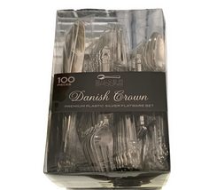 DANISH CROWN DISPOSABLE SILVERWARE SET | Heavy Duty Plastic Cutlery | 10... - £19.29 GBP