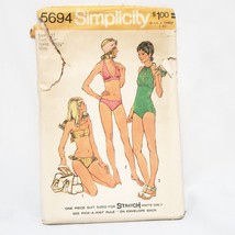 Misses' Set of Bathing Suits Pattern 5694 Size Misses 12 Simplicity Precut 1973 - $14.84