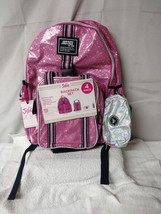 NWT, Justice Girls Backpack, Lunch Tote, Pencil Case &amp; Keychain Pink Star Print - £23.30 GBP