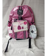 NWT, Justice Girls Backpack, Lunch Tote, Pencil Case &amp; Keychain Pink Sta... - £22.74 GBP