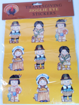 Thanksgiving Jigglie Googly Eye Pilgrim Indian Stickers 1996 Vtg 1 Sheet of 9 - £6.46 GBP