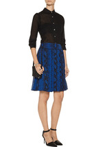 New Womens 4 PROENZA SCHOULER Pleated Snake Print Silk Chiffon Skirt Blu... - $1,831.49