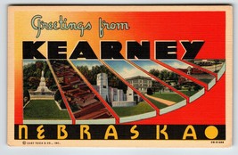 Greetings From Kearney Nebraska Postcard Large Big Letter City Curt Teich Unused - £9.41 GBP