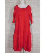 HABITAT Artist Bubble Hem Dress Slub Knit Pockets Rose NWT Small Medium ... - $58.49