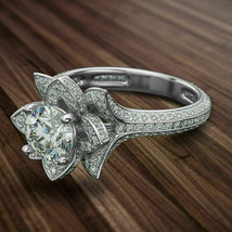 Lotus Engagement Ring 3.15Ct Round Cut Diamond 14k White Gold Simulated Size 9.5 - $279.44