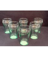 NEW! 6 Coca Cola Bell Glasses Pebble Texture Small 4“ Tall Green Indiana... - £37.67 GBP