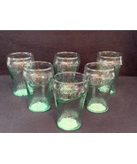 NEW! 6 Coca Cola Bell Glasses Pebble Texture Small 4“ Tall Green Indiana... - £35.80 GBP