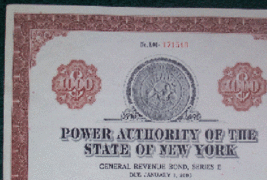 1959 Power Authority New York Stock Certificate Bond Rare Vintage Scripophilly - £71.90 GBP