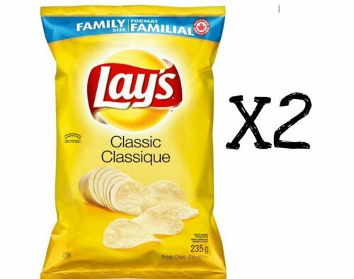 2x Bags Lays CLASSIC Regular Chips LARGE Family Size 235g From Canada FRESH NEW - $17.81
