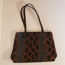 Animal Print Beaded Handbag Purse Black, Gold Brown and Silver AS IS - $24.47