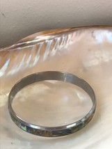 Estate Segmented Abalone Inlaid Silvertone Bangle Bracelet - 2.5 inches across  - £6.90 GBP