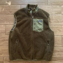 Patagonia Vintage Vest Mens Army Green Deep Pile Fleece Size 2XL - £115.51 GBP