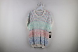 Deadstock Vintage 90s Streetwear Womens 3X Pastel Fiesta Knit Sweater Vest USA - £63.61 GBP
