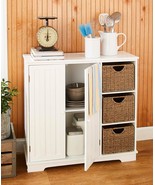 Country Home Kitchen Decorative Storage Display Cabinet with BeadBoard D... - £59.38 GBP+