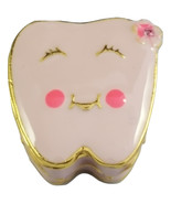 Babys First Tooth Cristiani Enamel Trinket Keepsake Box Girl Pink Gold S... - $26.94 CAD