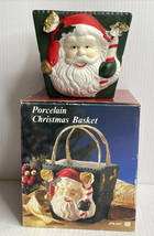 Vintage Porcelain Adorable Santa Claus Bag/sack,/Container/Basket 4&quot; Chr... - £7.85 GBP