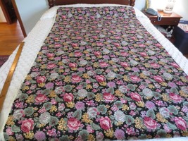 4178. Hoffman Coventry Collection Floral On Black Cotton FABRIC-43&quot;x 1-7/8 Yds. - £14.14 GBP