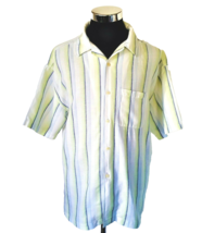 Geoffrey Beene Shirt Men&#39;s XL Linen Cotton Blend Button Front Multicolor Stripes - £14.07 GBP