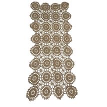 Hand Crochet Ecru Doily Style Table Runner 17x39" Cottage Core Delicate  - $24.75