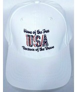 Home Of The Free Because Of The Brave USA Men&#39;s Patriotic Hat White One ... - €14,87 EUR