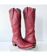 Lane COSSETTE Red Cowboy Boots Womens 9 Western Cowgirl Mid Calf Tall Sn... - $391.05
