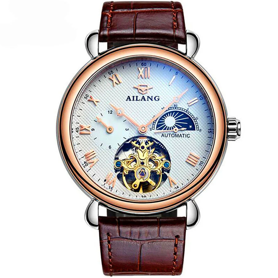AILANG Rose  Men   Tourbillon Automatic Mechanical Watch Men&#39;s  Clock  Masculino - £142.58 GBP
