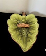 Vintage Treasure Craft Of Hawaii Green Leaf Dish 8 x 5.5&quot; Made in Maui - $6.92