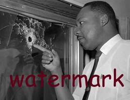 Martin Luther King Jr. Pointing at Bullet Hole in Window 8x10 Photo - $8.90